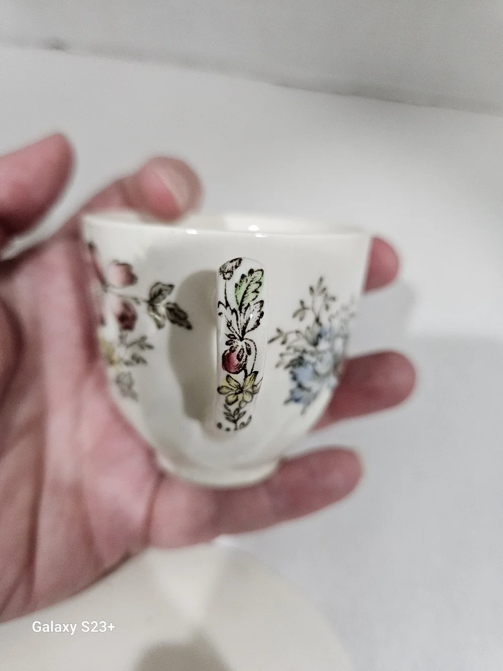 Johnson Brothers Floral Teacup and Saucer - Pink, Purple, Yellow